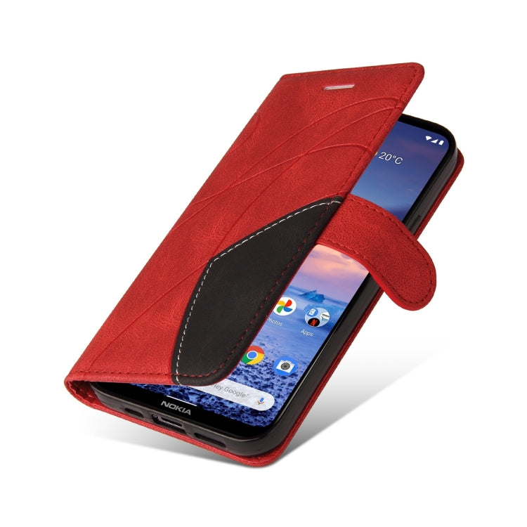 For LG K61 Dual-color Splicing Horizontal Flip PU Leather Case with Holder & Card Slots & Wallet