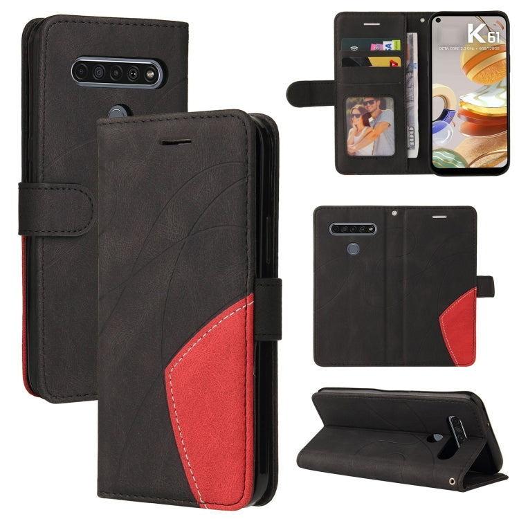 For LG K61 Dual-color Splicing Horizontal Flip PU Leather Case with Holder & Card Slots & Wallet
