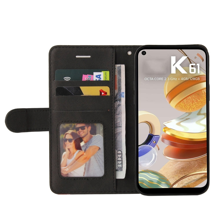 For LG K61 Dual-color Splicing Horizontal Flip PU Leather Case with Holder & Card Slots & Wallet