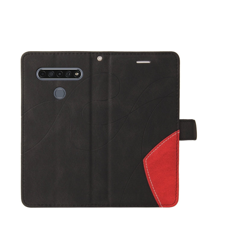 For LG K61 Dual-color Splicing Horizontal Flip PU Leather Case with Holder & Card Slots & Wallet