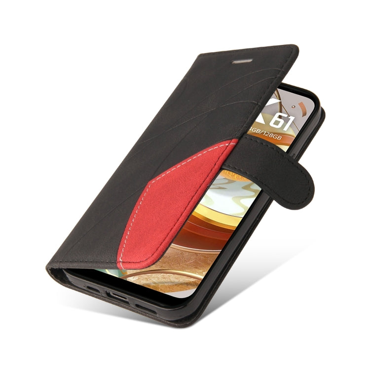 For LG K61 Dual-color Splicing Horizontal Flip PU Leather Case with Holder & Card Slots & Wallet
