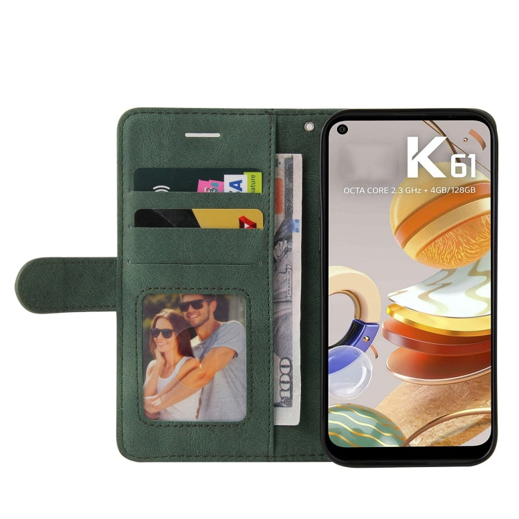 For LG K61 Dual-color Splicing Horizontal Flip PU Leather Case with Holder & Card Slots & Wallet