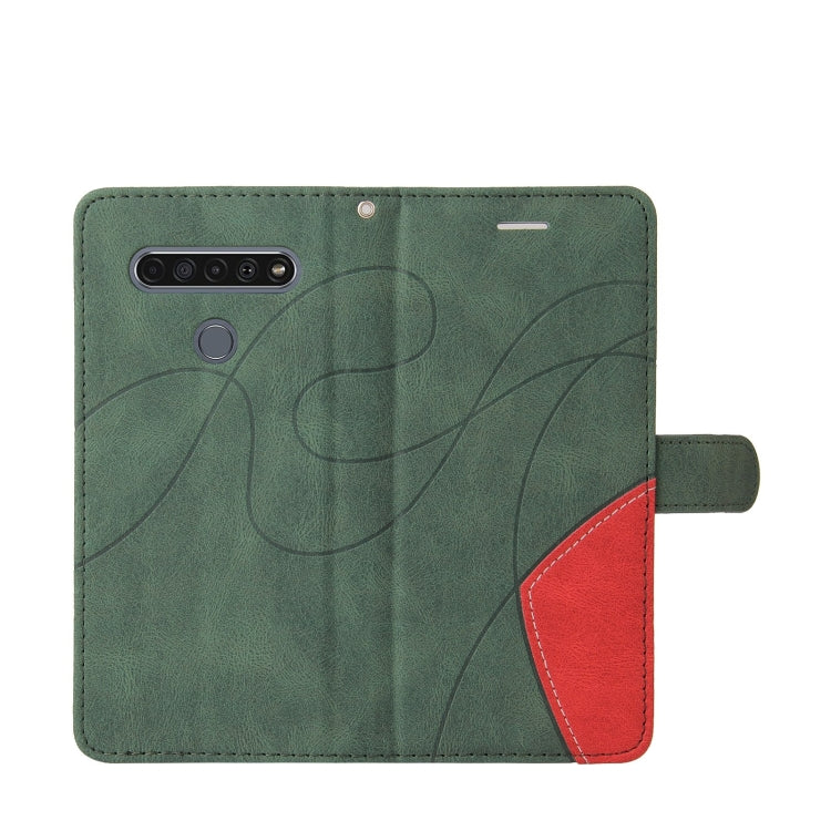For LG K61 Dual-color Splicing Horizontal Flip PU Leather Case with Holder & Card Slots & Wallet