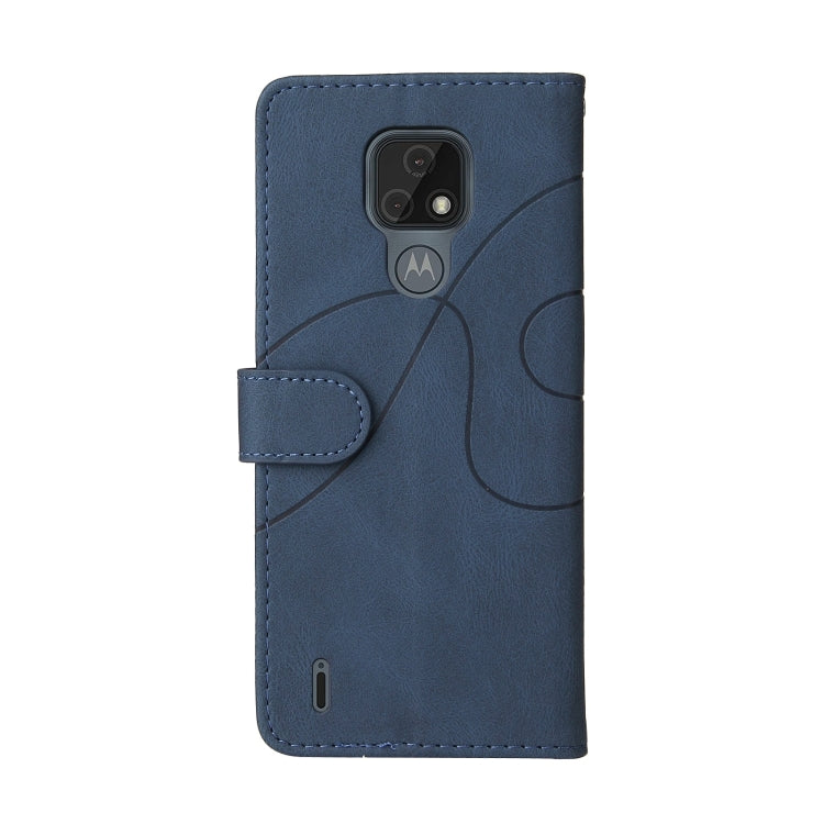 For Motorola Moto E7 Dual-color Splicing Horizontal Flip PU Leather Case with Holder & Card Slots & Wallet
