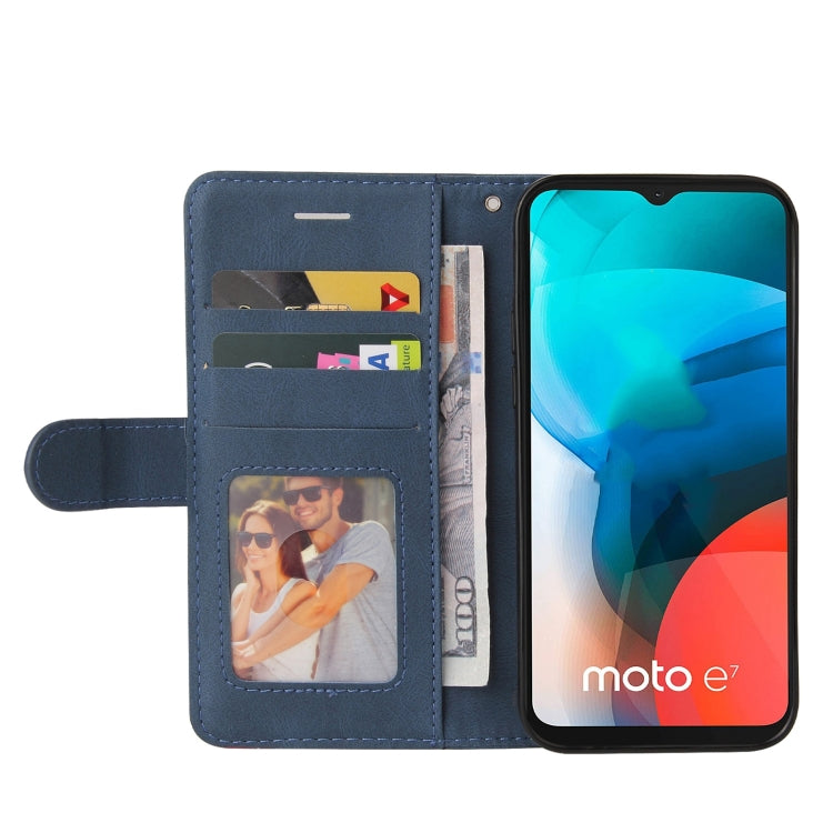 For Motorola Moto E7 Dual-color Splicing Horizontal Flip PU Leather Case with Holder & Card Slots & Wallet