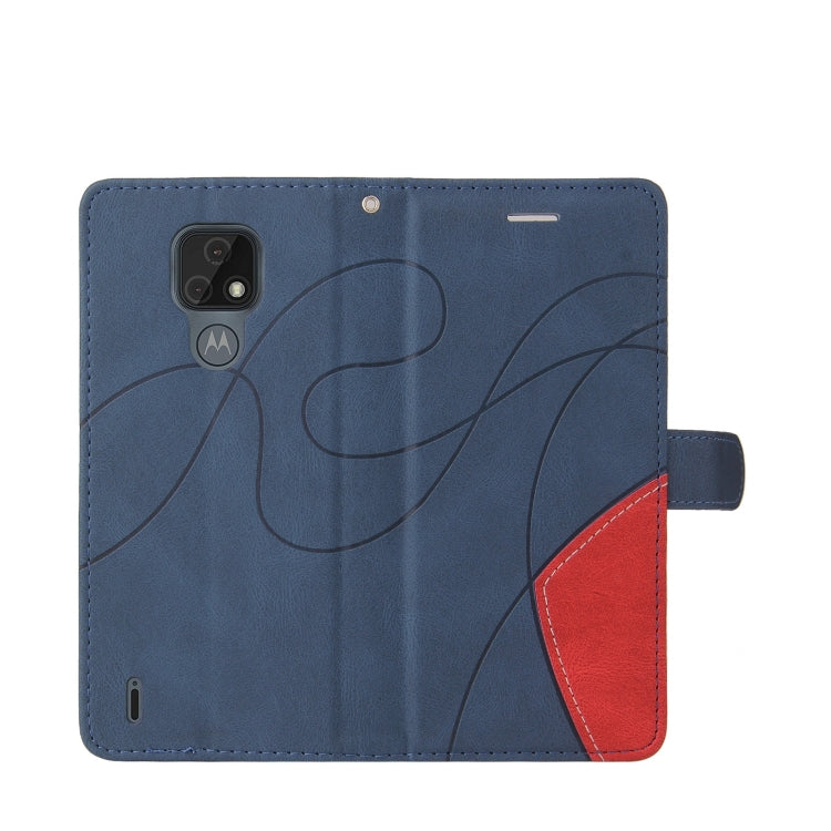 For Motorola Moto E7 Dual-color Splicing Horizontal Flip PU Leather Case with Holder & Card Slots & Wallet