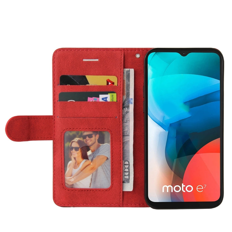For Motorola Moto E7 Dual-color Splicing Horizontal Flip PU Leather Case with Holder & Card Slots & Wallet