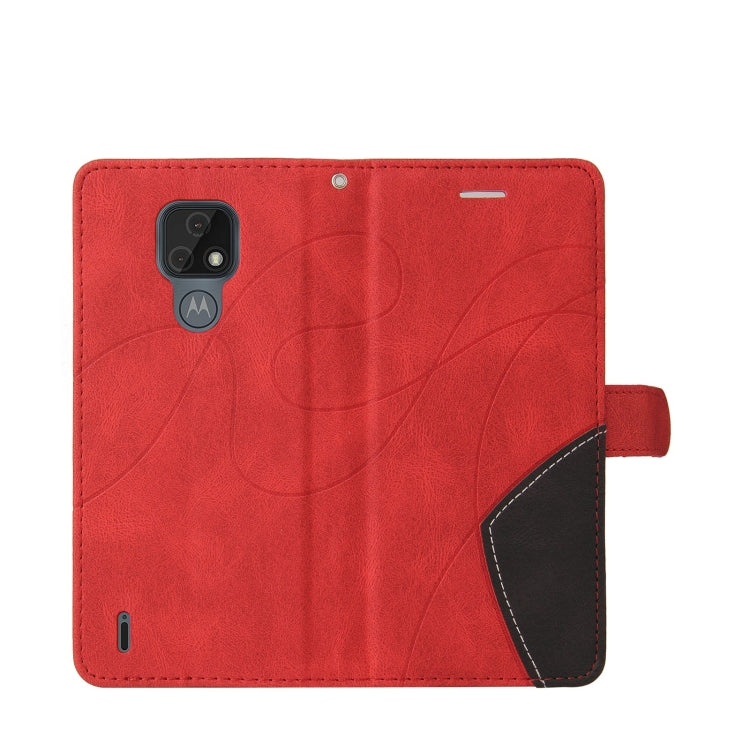 For Motorola Moto E7 Dual-color Splicing Horizontal Flip PU Leather Case with Holder & Card Slots & Wallet