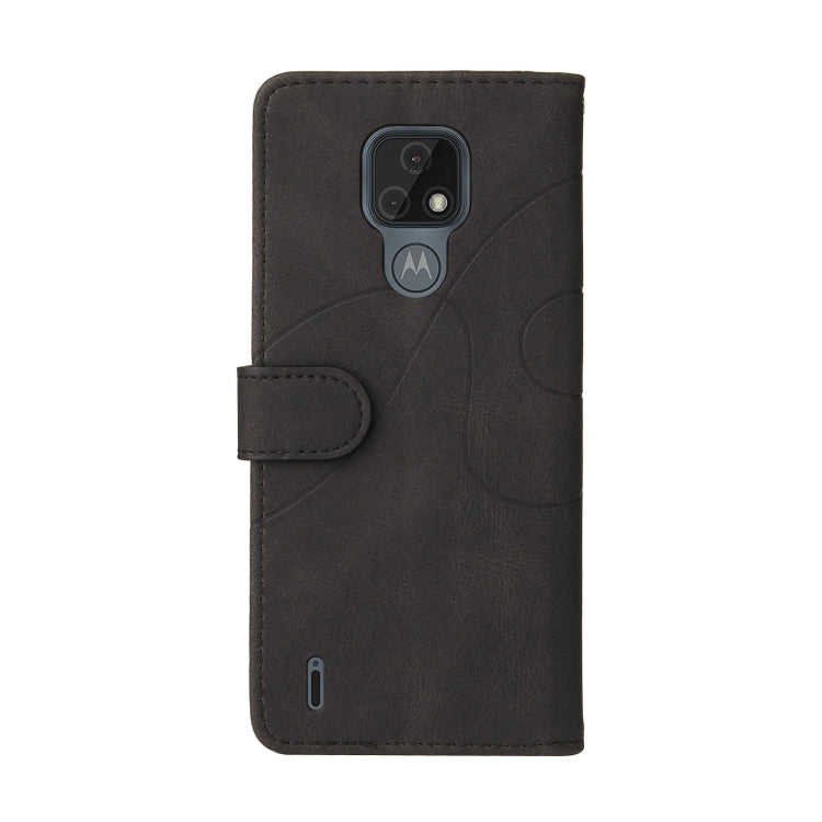 For Motorola Moto E7 Dual-color Splicing Horizontal Flip PU Leather Case with Holder & Card Slots & Wallet