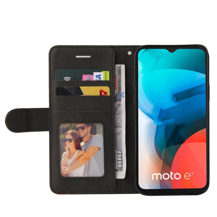 For Motorola Moto E7 Dual-color Splicing Horizontal Flip PU Leather Case with Holder & Card Slots & Wallet