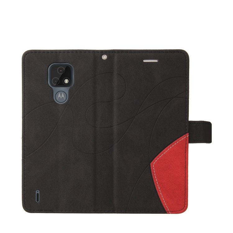For Motorola Moto E7 Dual-color Splicing Horizontal Flip PU Leather Case with Holder & Card Slots & Wallet