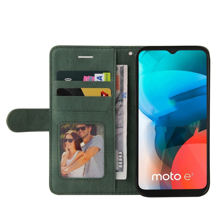 For Motorola Moto E7 Dual-color Splicing Horizontal Flip PU Leather Case with Holder & Card Slots & Wallet