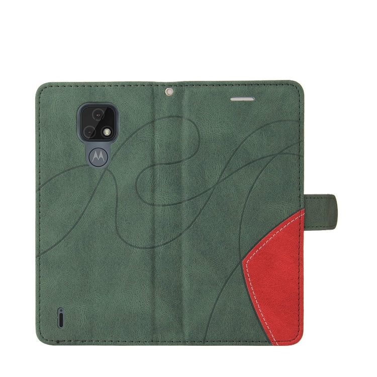For Motorola Moto E7 Dual-color Splicing Horizontal Flip PU Leather Case with Holder & Card Slots & Wallet
