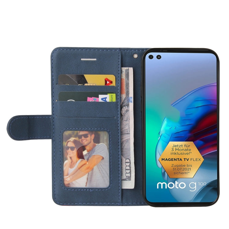 For Motorola Edge S / Moto G100 Dual-color Splicing Horizontal Flip PU Leather Case with Holder & Card Slots & Wallet