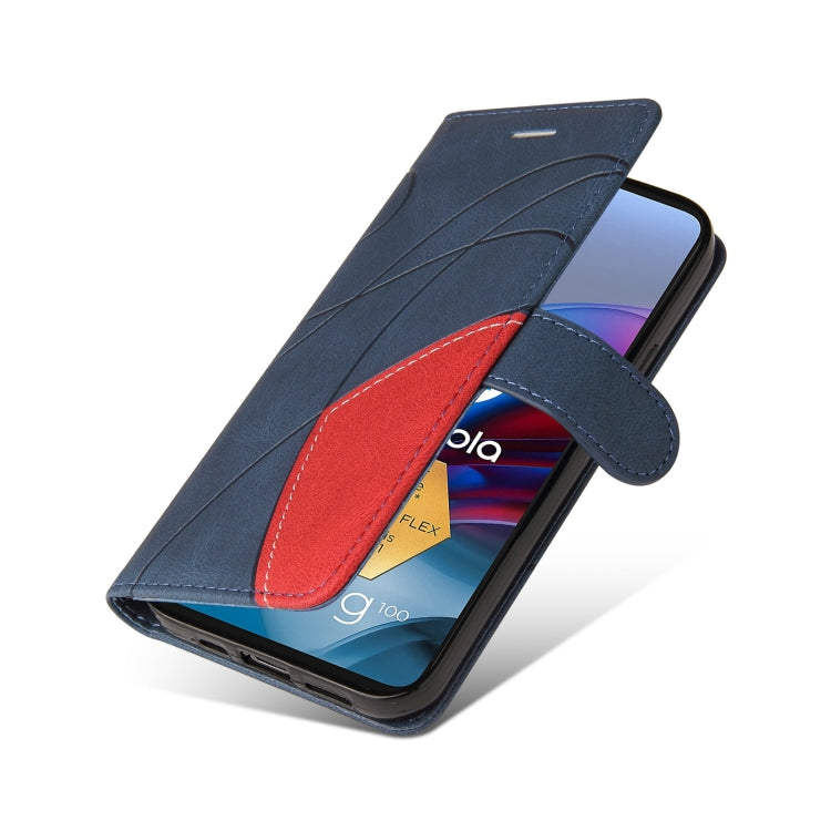 For Motorola Edge S / Moto G100 Dual-color Splicing Horizontal Flip PU Leather Case with Holder & Card Slots & Wallet