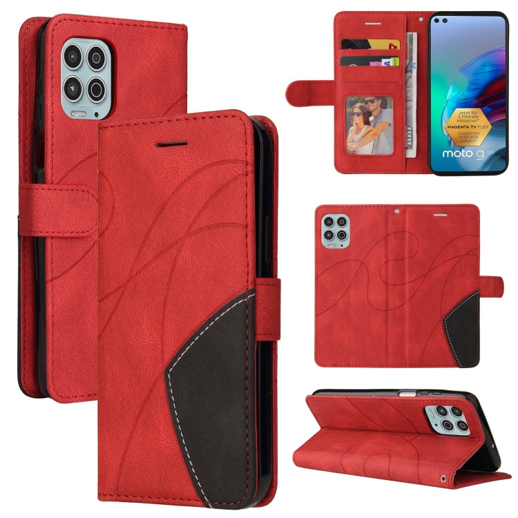 For Motorola Edge S / Moto G100 Dual-color Splicing Horizontal Flip PU Leather Case with Holder & Card Slots & Wallet