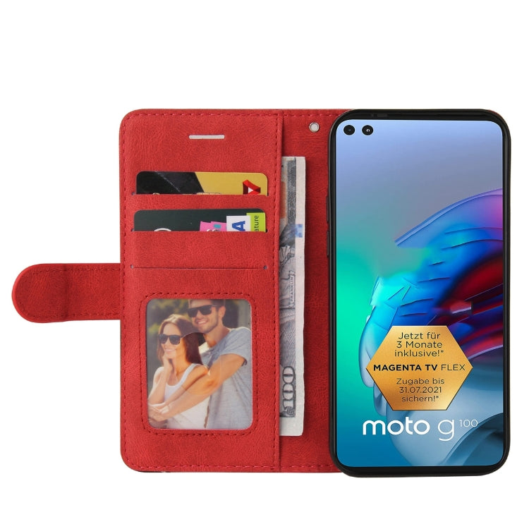For Motorola Edge S / Moto G100 Dual-color Splicing Horizontal Flip PU Leather Case with Holder & Card Slots & Wallet