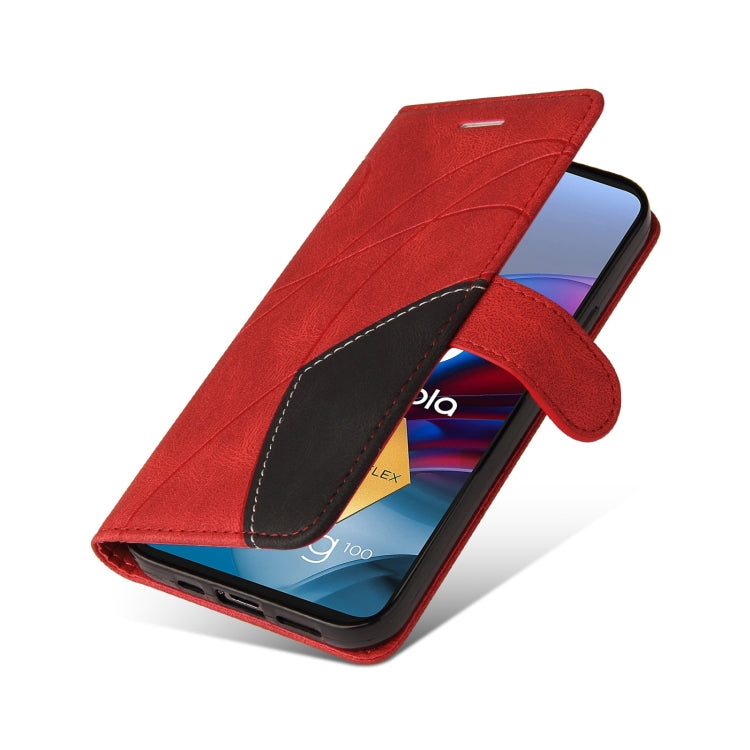 For Motorola Edge S / Moto G100 Dual-color Splicing Horizontal Flip PU Leather Case with Holder & Card Slots & Wallet