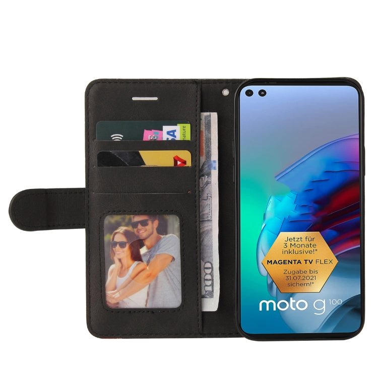 For Motorola Edge S / Moto G100 Dual-color Splicing Horizontal Flip PU Leather Case with Holder & Card Slots & Wallet