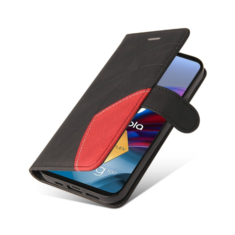 For Motorola Edge S / Moto G100 Dual-color Splicing Horizontal Flip PU Leather Case with Holder & Card Slots & Wallet