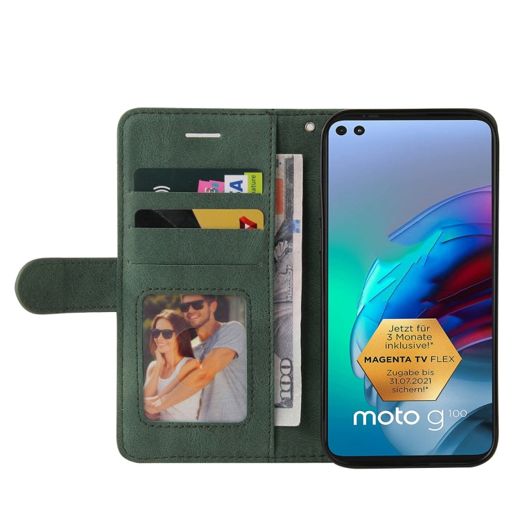 For Motorola Edge S / Moto G100 Dual-color Splicing Horizontal Flip PU Leather Case with Holder & Card Slots & Wallet