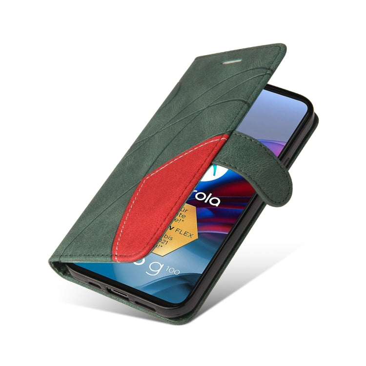 For Motorola Edge S / Moto G100 Dual-color Splicing Horizontal Flip PU Leather Case with Holder & Card Slots & Wallet