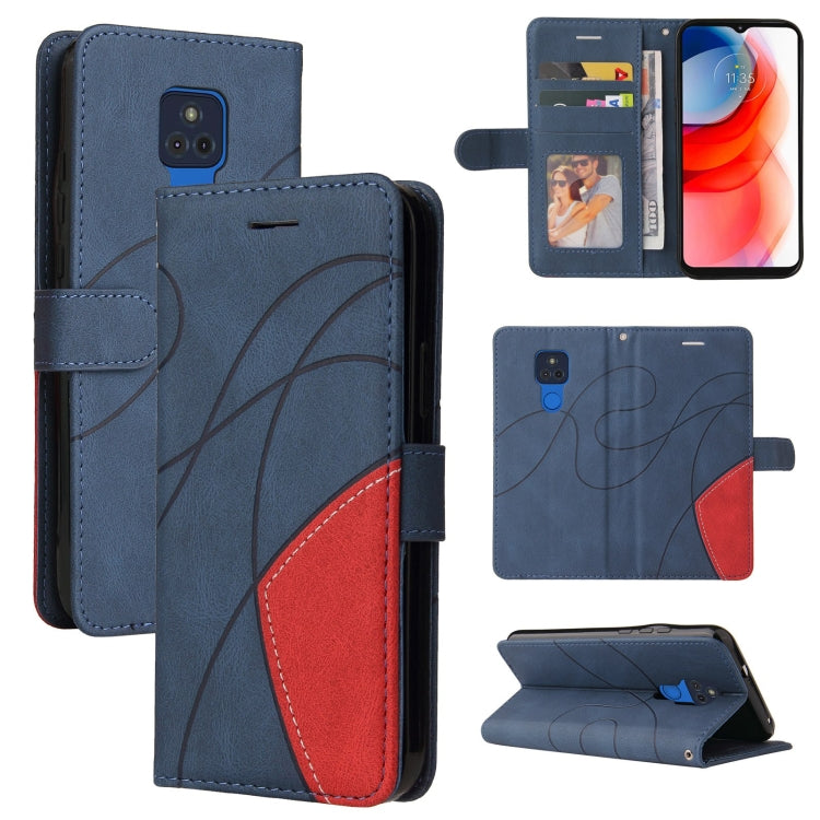 For Motorola Moto G Play 2021 Dual-color Splicing Horizontal Flip PU Leather Case with Holder & Card Slots & Wallet