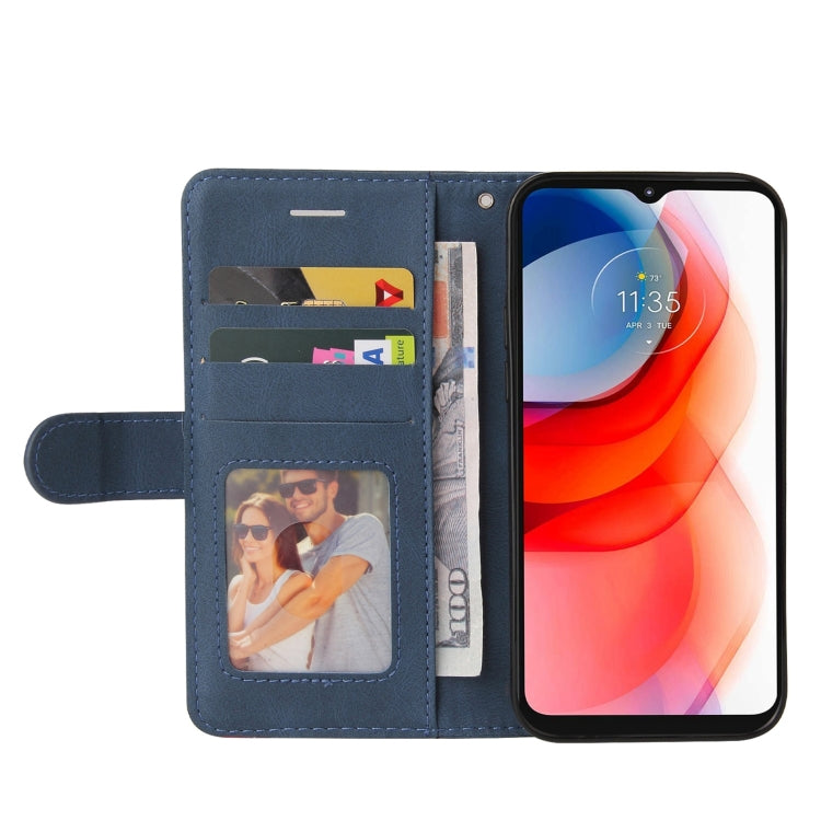 For Motorola Moto G Play 2021 Dual-color Splicing Horizontal Flip PU Leather Case with Holder & Card Slots & Wallet