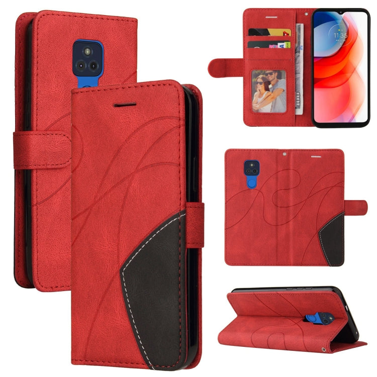 For Motorola Moto G Play 2021 Dual-color Splicing Horizontal Flip PU Leather Case with Holder & Card Slots & Wallet