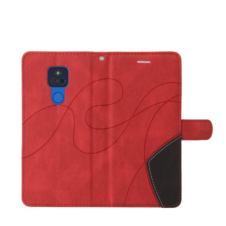 For Motorola Moto G Play 2021 Dual-color Splicing Horizontal Flip PU Leather Case with Holder & Card Slots & Wallet