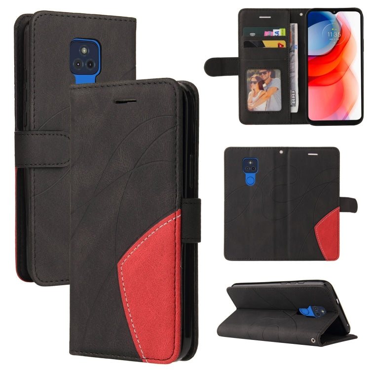 For Motorola Moto G Play 2021 Dual-color Splicing Horizontal Flip PU Leather Case with Holder & Card Slots & Wallet