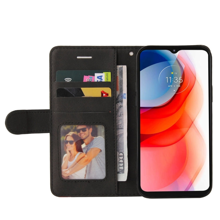For Motorola Moto G Play 2021 Dual-color Splicing Horizontal Flip PU Leather Case with Holder & Card Slots & Wallet