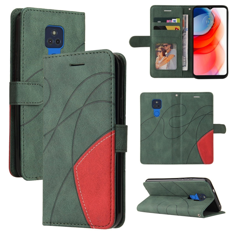For Motorola Moto G Play 2021 Dual-color Splicing Horizontal Flip PU Leather Case with Holder & Card Slots & Wallet