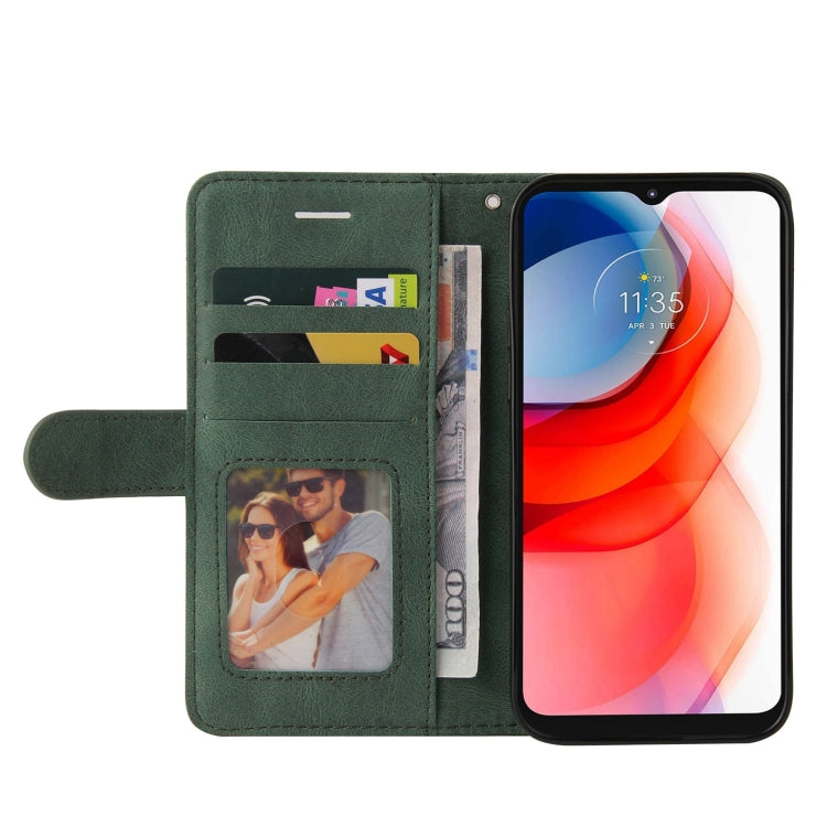 For Motorola Moto G Play 2021 Dual-color Splicing Horizontal Flip PU Leather Case with Holder & Card Slots & Wallet