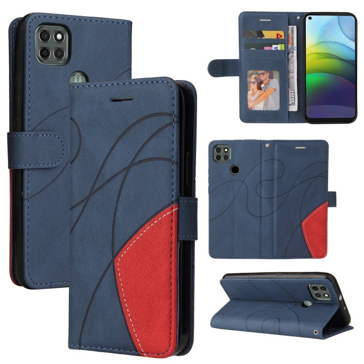 For Motorola Moto G9 Power Dual-color Splicing Horizontal Flip PU Leather Case with Holder & Card Slots & Wallet
