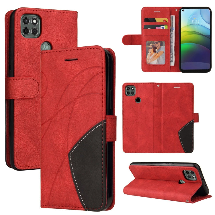 For Motorola Moto G9 Power Dual-color Splicing Horizontal Flip PU Leather Case with Holder & Card Slots & Wallet