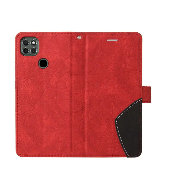 For Motorola Moto G9 Power Dual-color Splicing Horizontal Flip PU Leather Case with Holder & Card Slots & Wallet