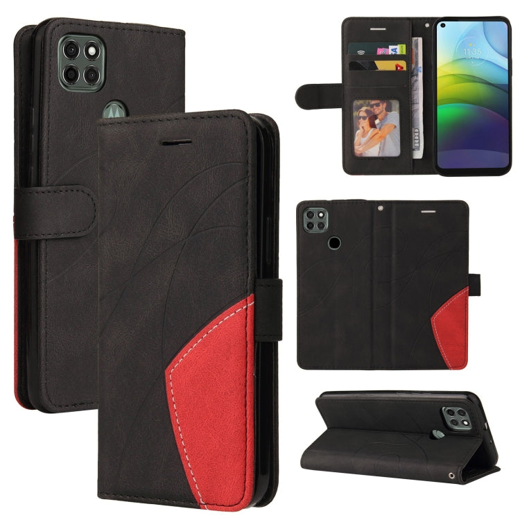 For Motorola Moto G9 Power Dual-color Splicing Horizontal Flip PU Leather Case with Holder & Card Slots & Wallet