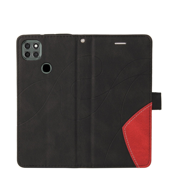For Motorola Moto G9 Power Dual-color Splicing Horizontal Flip PU Leather Case with Holder & Card Slots & Wallet