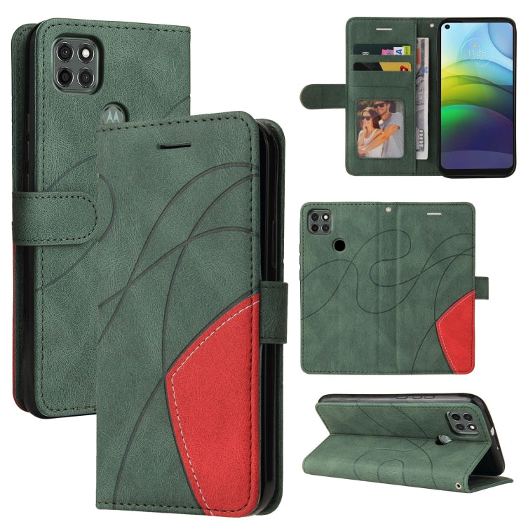 For Motorola Moto G9 Power Dual-color Splicing Horizontal Flip PU Leather Case with Holder & Card Slots & Wallet