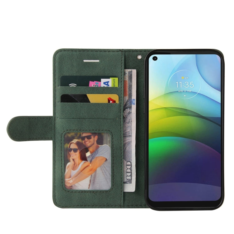 For Motorola Moto G9 Power Dual-color Splicing Horizontal Flip PU Leather Case with Holder & Card Slots & Wallet