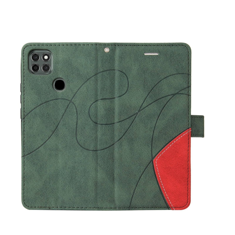 For Motorola Moto G9 Power Dual-color Splicing Horizontal Flip PU Leather Case with Holder & Card Slots & Wallet
