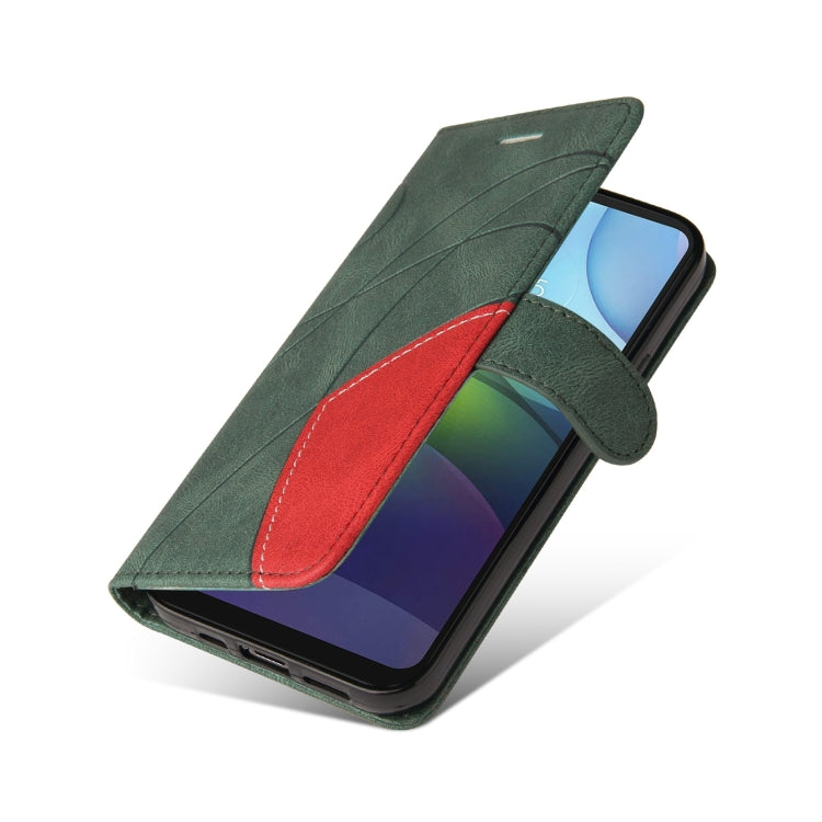 For Motorola Moto G9 Power Dual-color Splicing Horizontal Flip PU Leather Case with Holder & Card Slots & Wallet