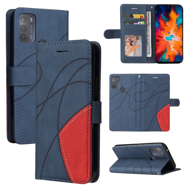 For Motorola Moto G50 Dual-color Splicing Horizontal Flip PU Leather Case with Holder & Card Slots & Wallet