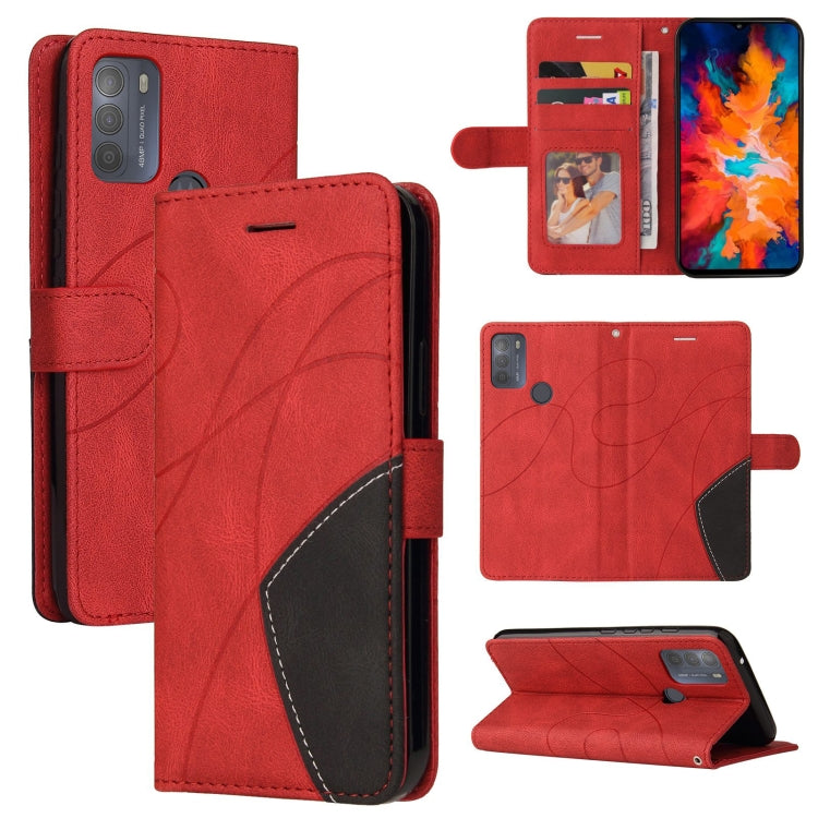 For Motorola Moto G50 Dual-color Splicing Horizontal Flip PU Leather Case with Holder & Card Slots & Wallet