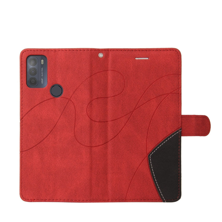 For Motorola Moto G50 Dual-color Splicing Horizontal Flip PU Leather Case with Holder & Card Slots & Wallet