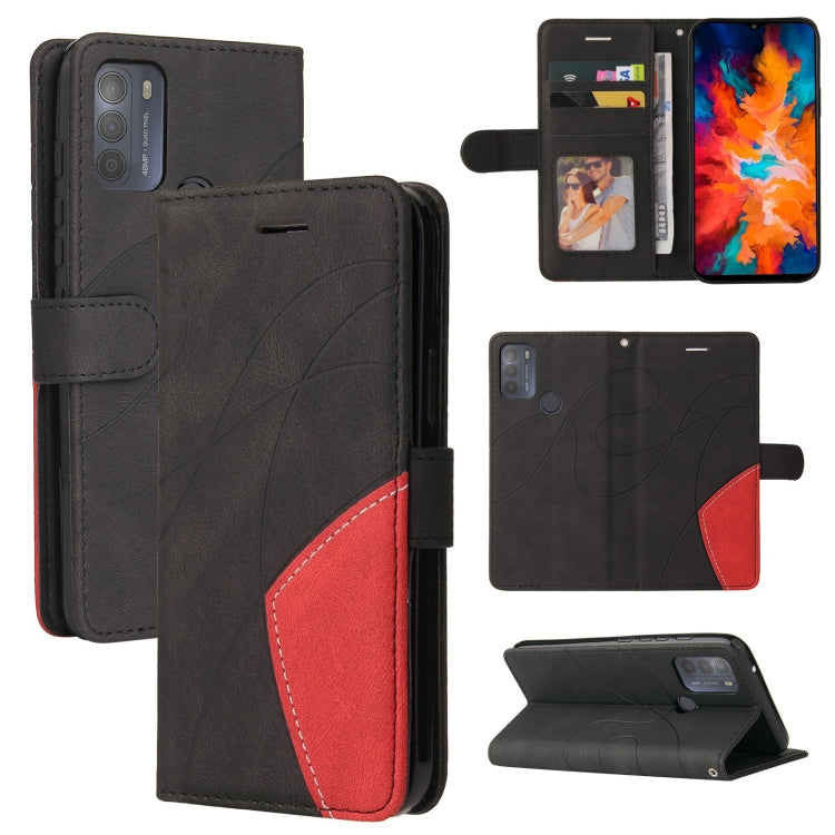 For Motorola Moto G50 Dual-color Splicing Horizontal Flip PU Leather Case with Holder & Card Slots & Wallet