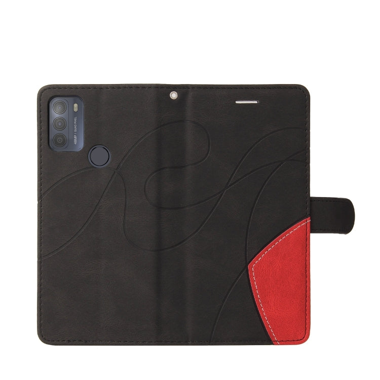 For Motorola Moto G50 Dual-color Splicing Horizontal Flip PU Leather Case with Holder & Card Slots & Wallet