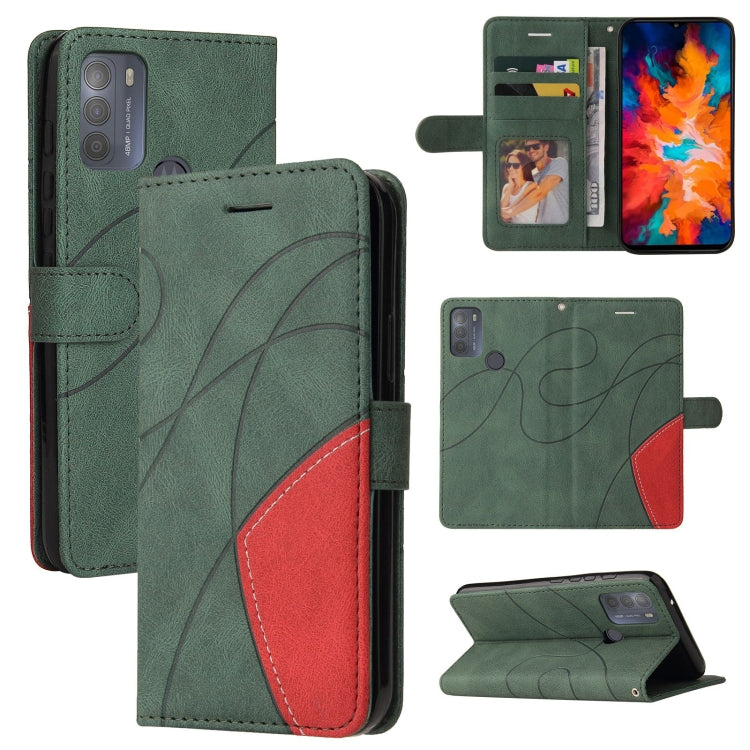 For Motorola Moto G50 Dual-color Splicing Horizontal Flip PU Leather Case with Holder & Card Slots & Wallet