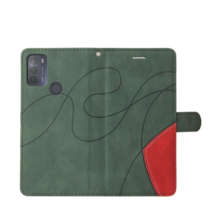 For Motorola Moto G50 Dual-color Splicing Horizontal Flip PU Leather Case with Holder & Card Slots & Wallet